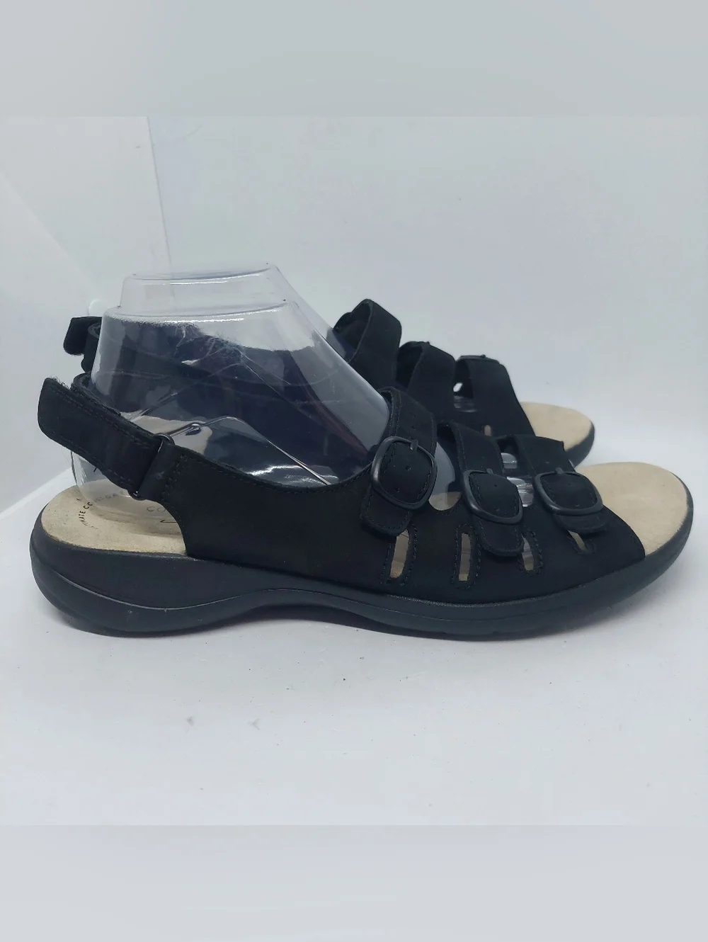 Clarks Saylie Quartz Sandals Black Womens Size 11M Comfort Shoes Adjustable
